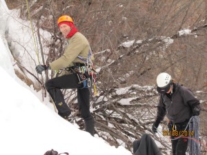 Preparing to climb Stone Free. I felt the route offered some good potential for action shots, but the photographer disagreed. Plus he was working on a new high score in Temple Run.